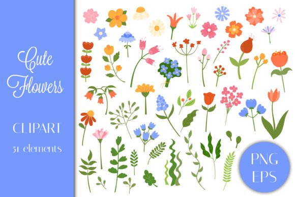 Download Cute Flowers PNG EPS Clipart Bundle - Eps Collection